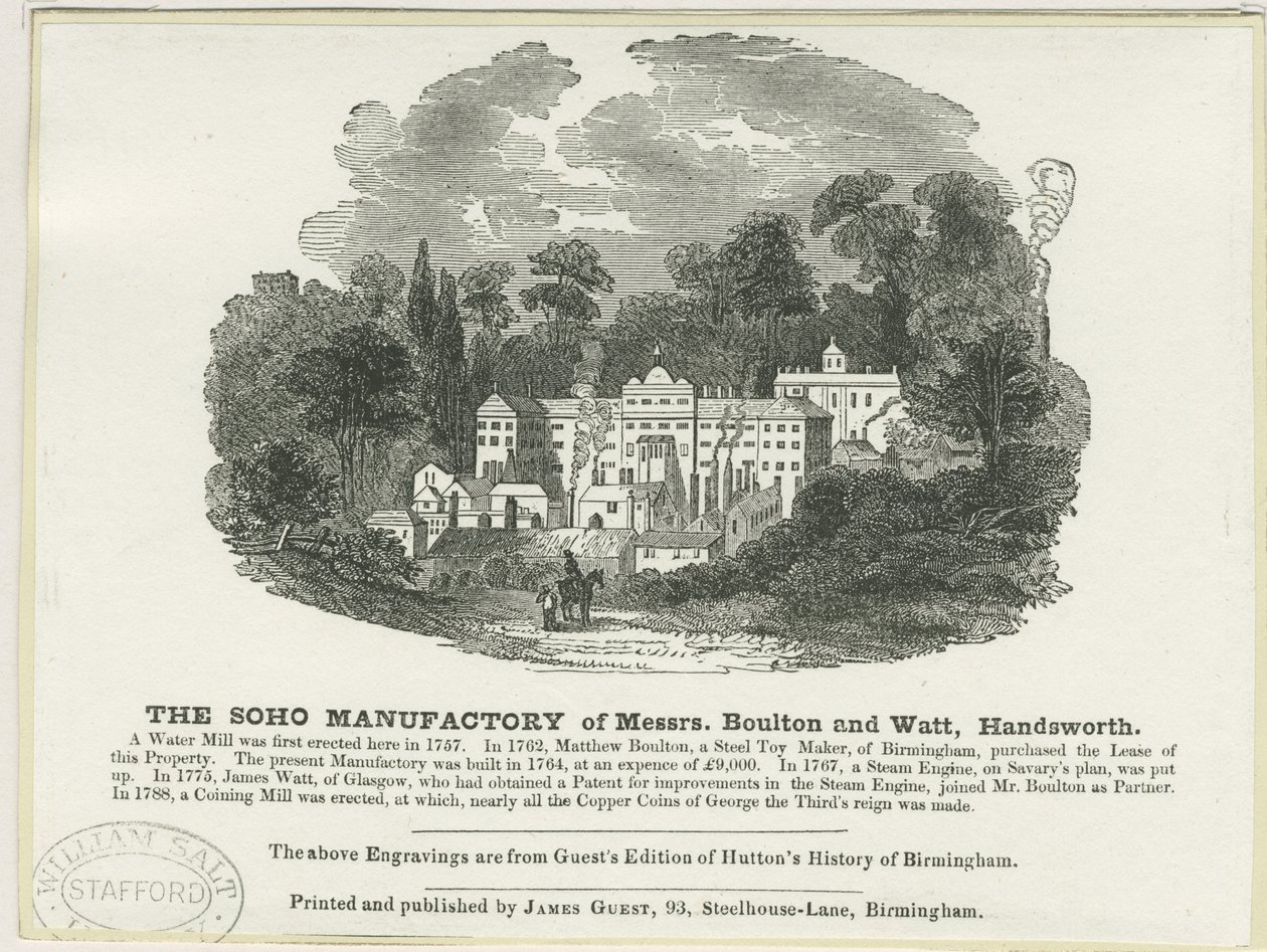 Soho Manufactory: træsnitsgravering af Frederick Calvert