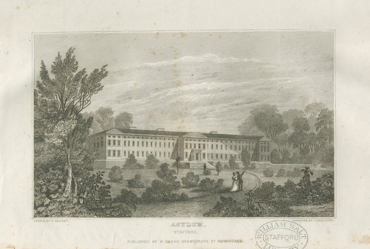 Stafford - Asyl: gravering, nd [c 1830] af Frederick Calvert