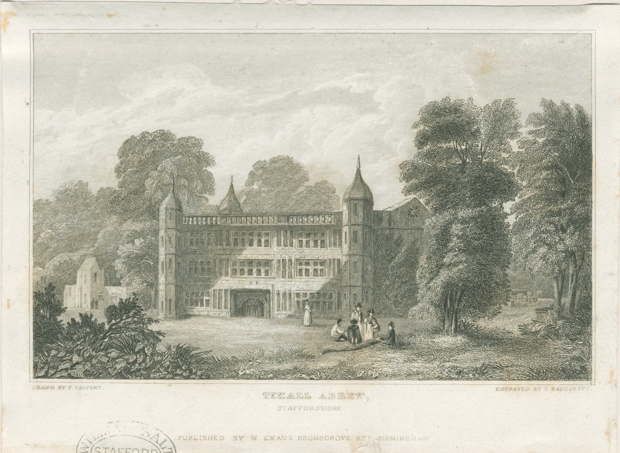 Tixall Hall - Gatehouse: gravering, nd [c 1830] (tryk) af Frederick Calvert