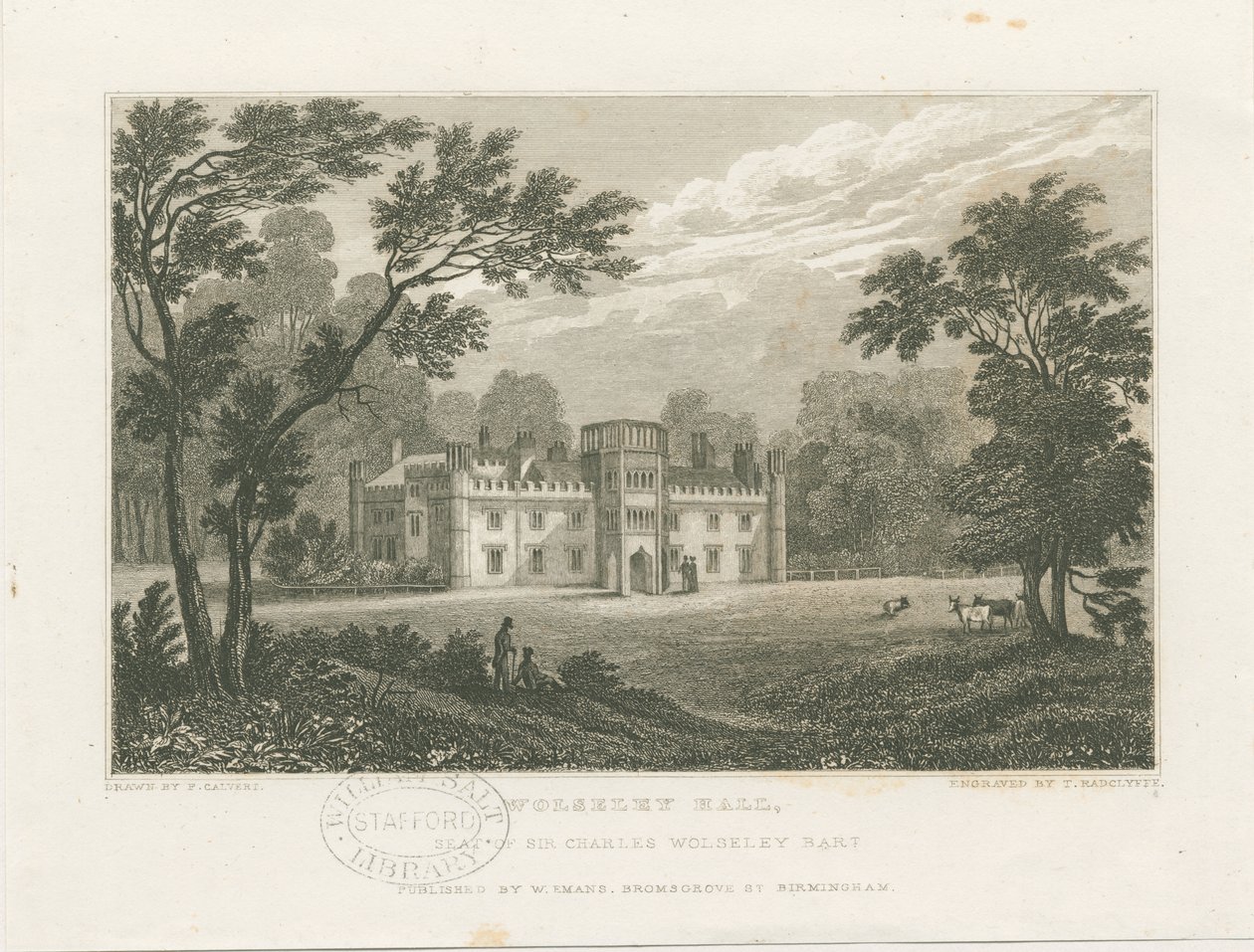 Wolseley Hall: stålstik, nd [ca. 1830] (tryk) af Frederick Calvert