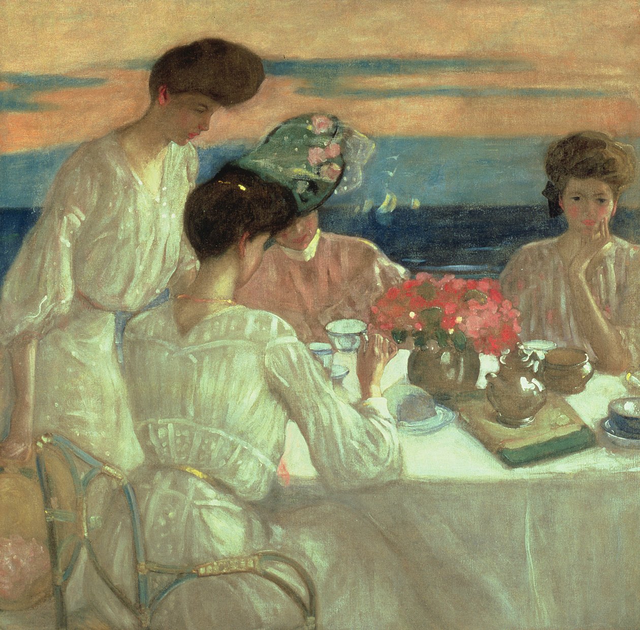Afternoon Tea on the Terrace (olie på lærred) af Frederick Carl Frieseke