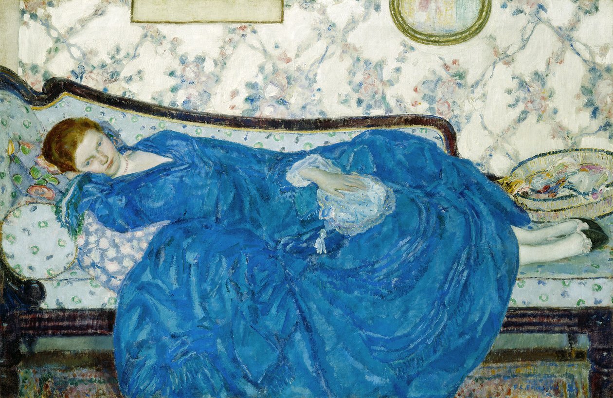 Den blå kjole, 1917 af Frederick Carl Frieseke