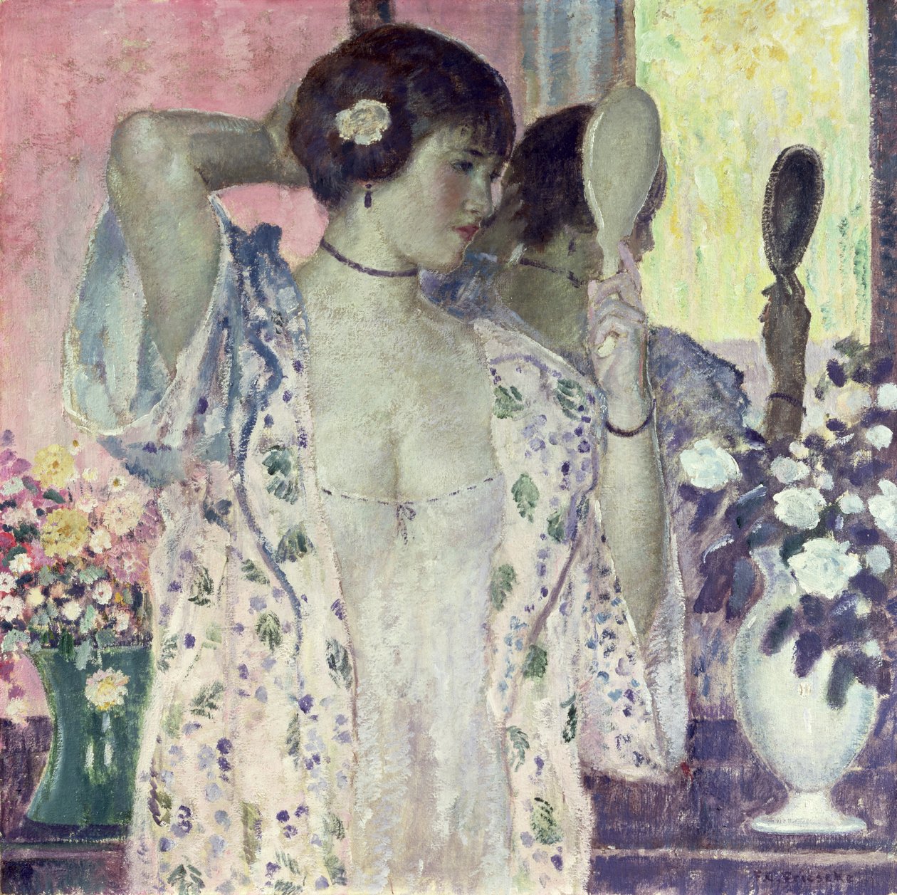 Håndspejlet (olie på lærred) af Frederick Carl Frieseke