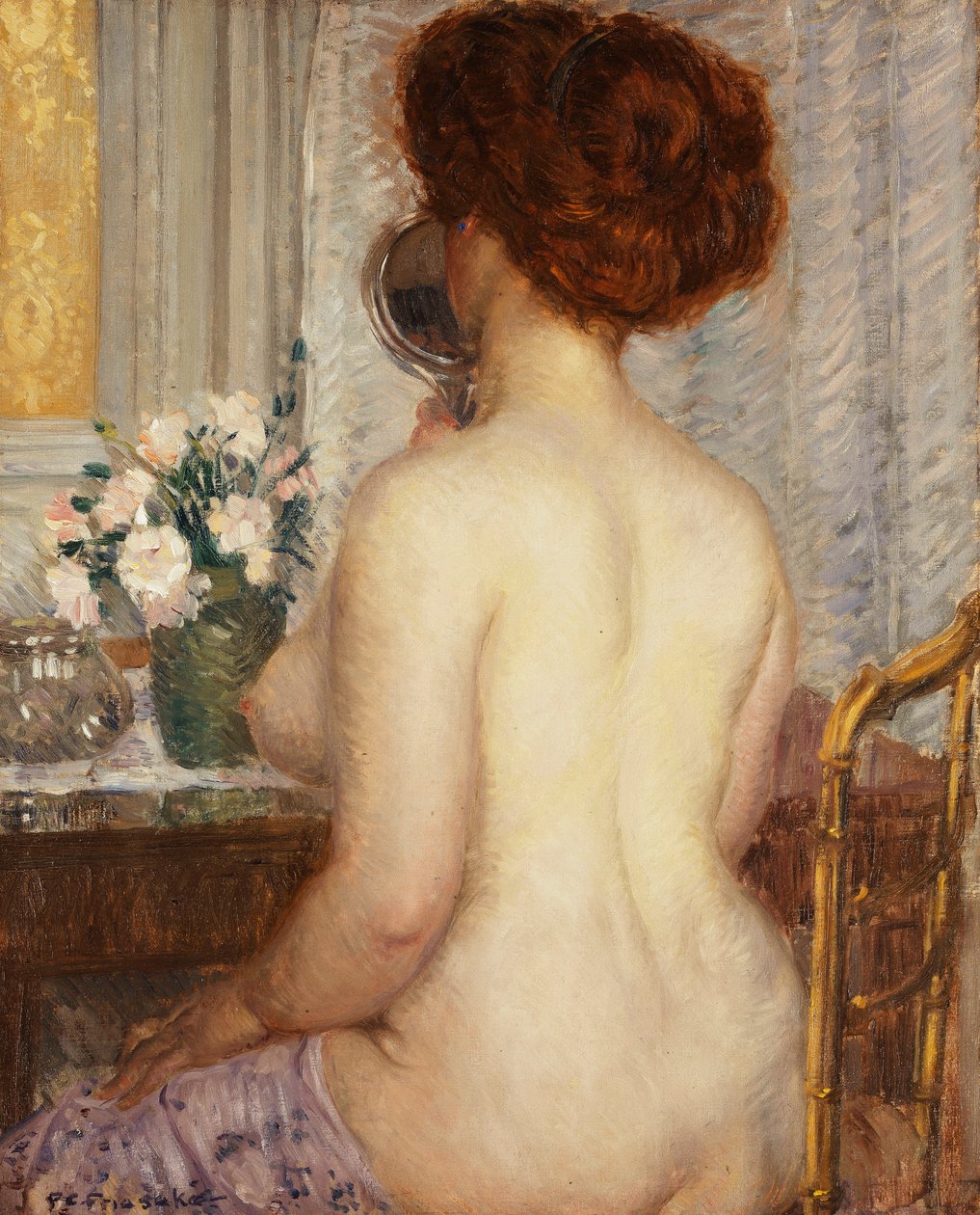 Kvinde ved et toiletbord af Frederick Carl Frieseke