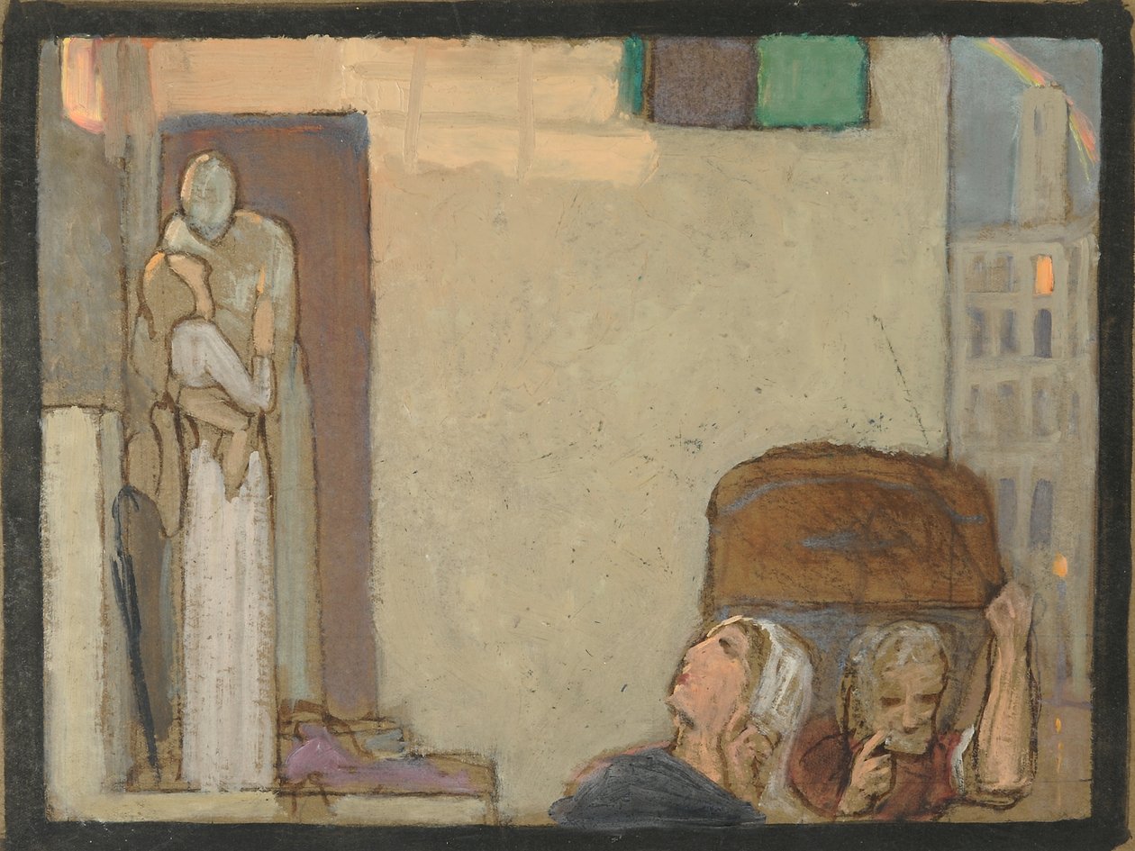 Studie for The Farewell, ca. 1907 (tempera på papir) af Frederick Cayley Robinson