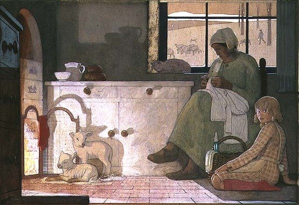 Undersøgelse til "The Foster Mother af Frederick Cayley Robinson