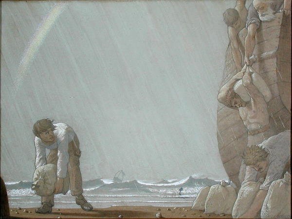 Traders at Sea (akvarel med blyant på papir) af Frederick Cayley Robinson