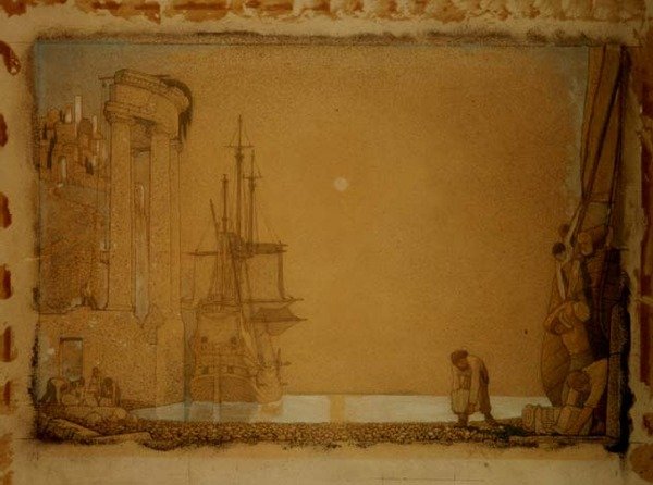 Losning af last (blyant og kridt) af Frederick Cayley Robinson