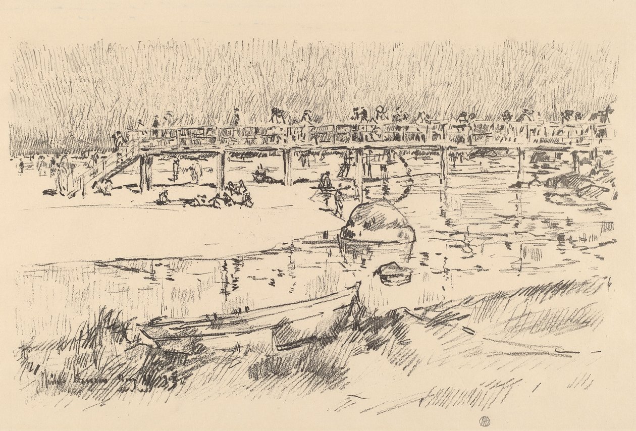 Badestrand, Bass Rocks, ca. 1918. af Frederick Childe Hassam