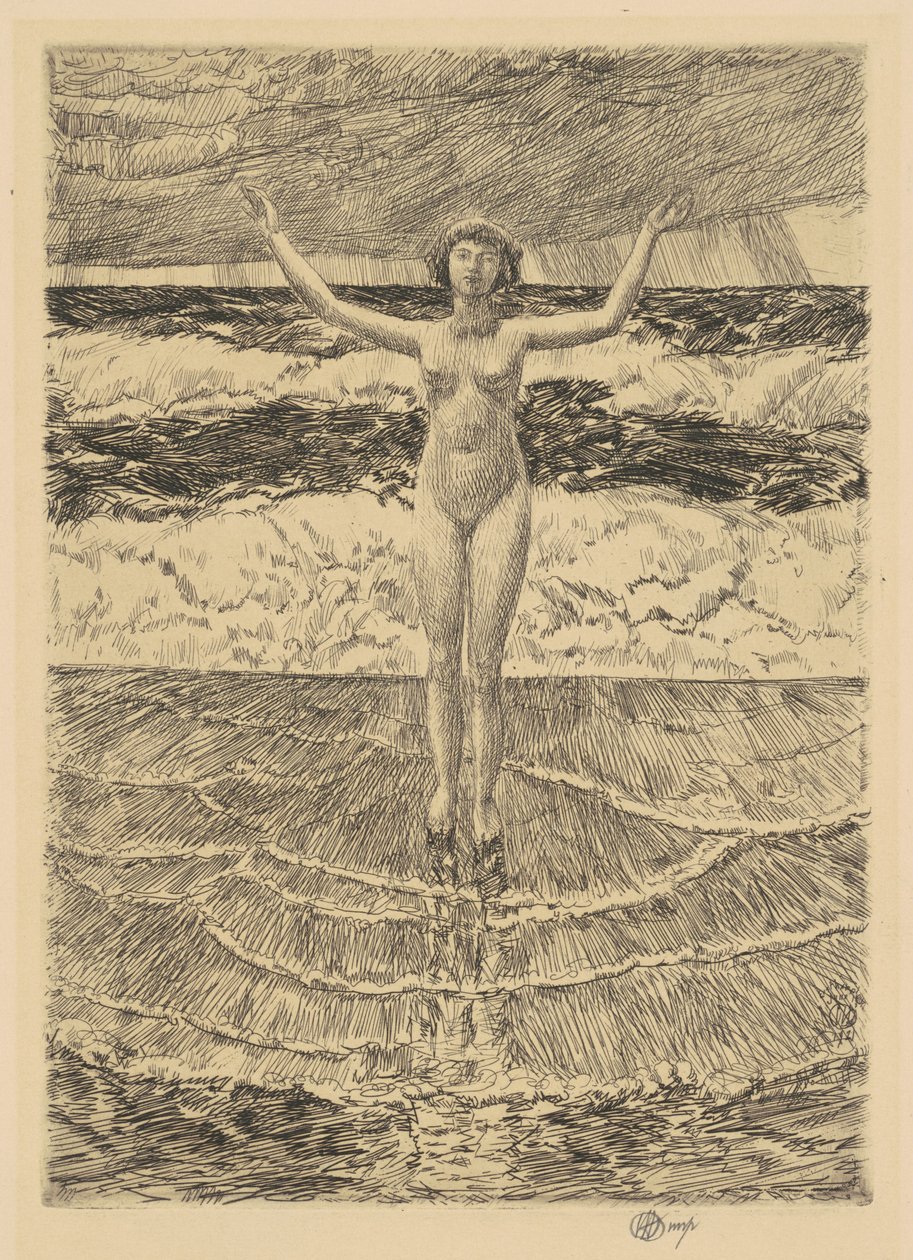 Regndråber og surf, 1921. af Frederick Childe Hassam