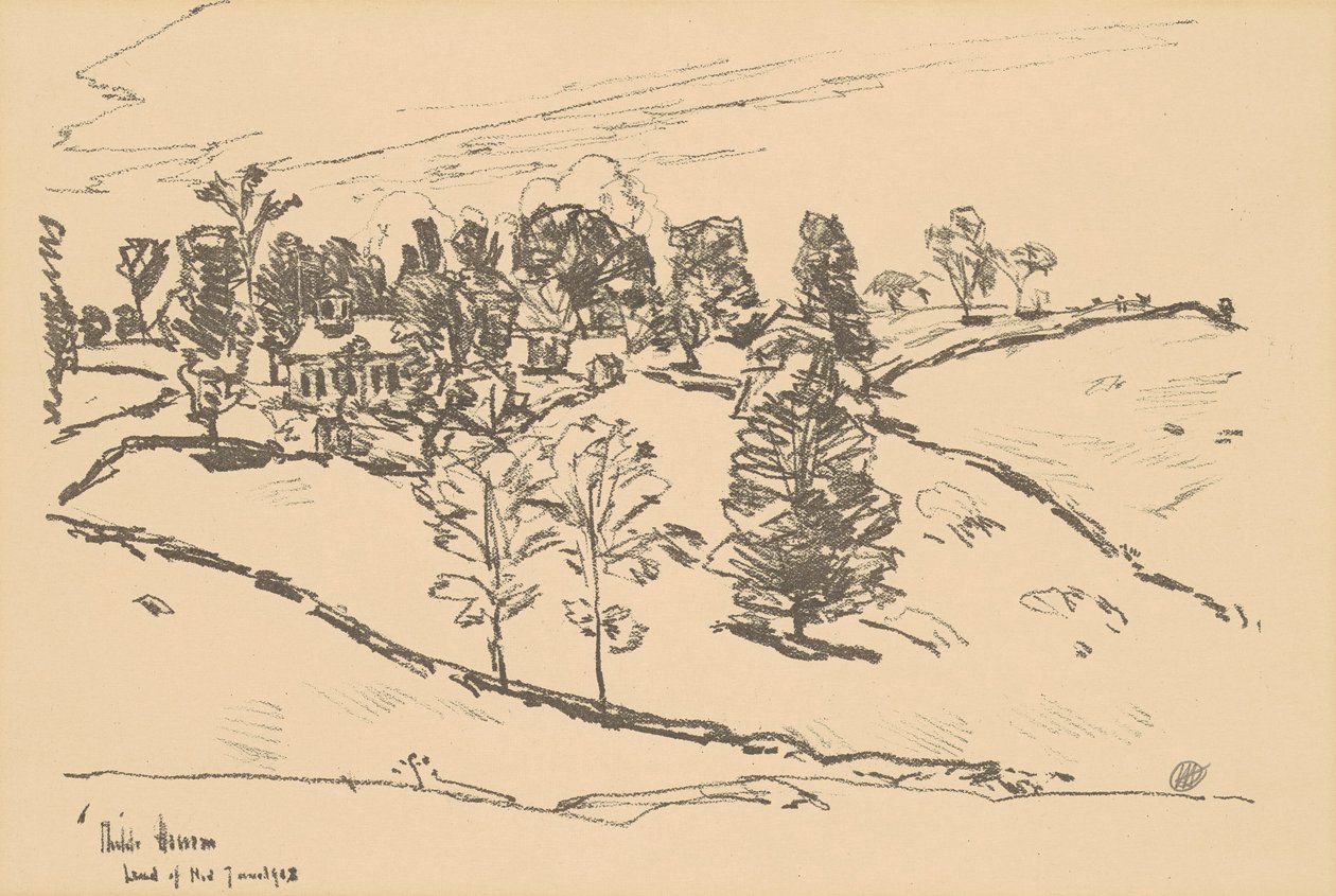 Det lille skolehus, Land of Nod, 1918. af Frederick Childe Hassam