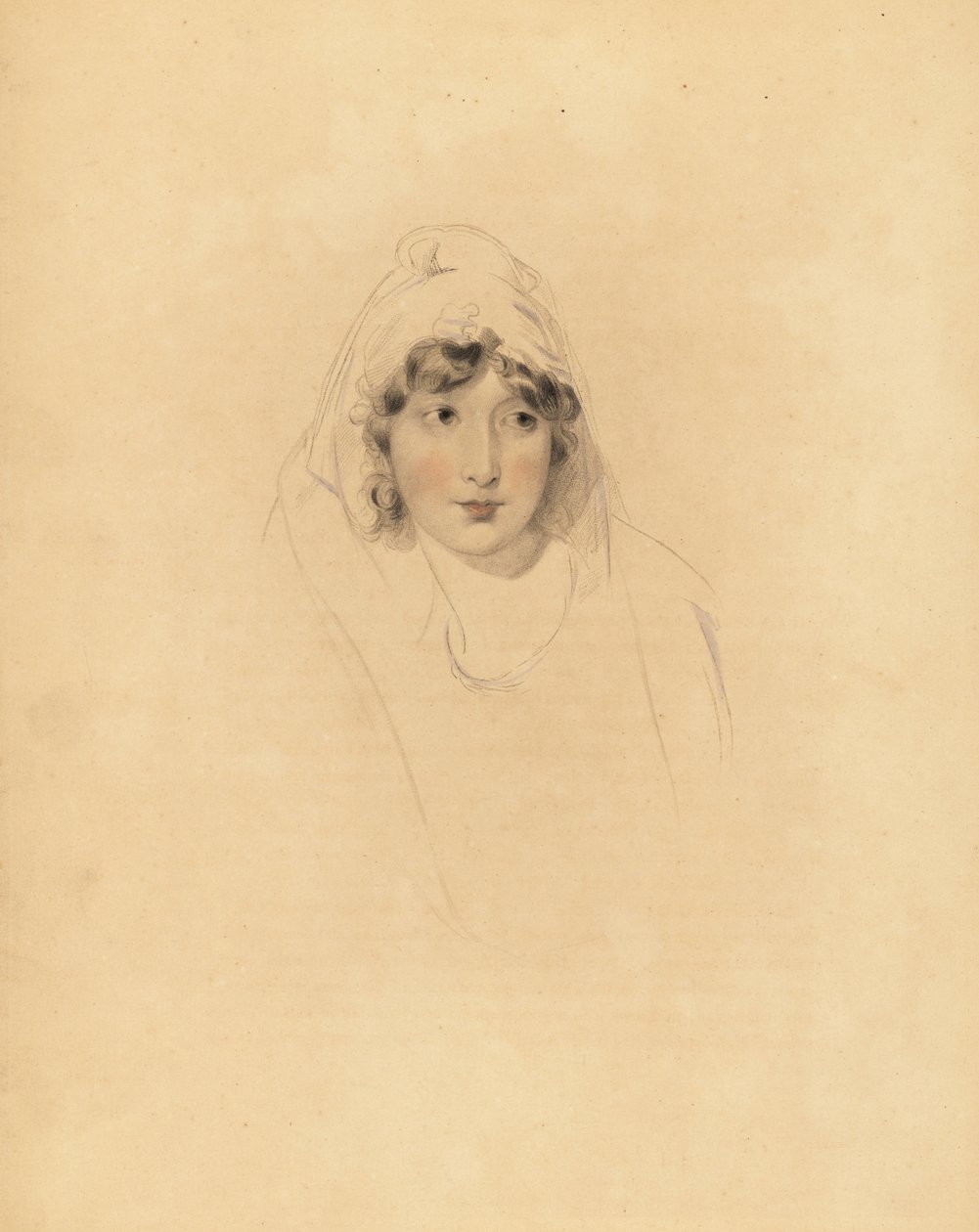 Portræt af Lady Augusta Lowther, grevinde af Fane, hustru til 1. jarl af Lonsdale. Håndtonet gravering af Frederick Christian Lewis efter en illustration af Sir Thomas Lawrence fra P.G. Patmore