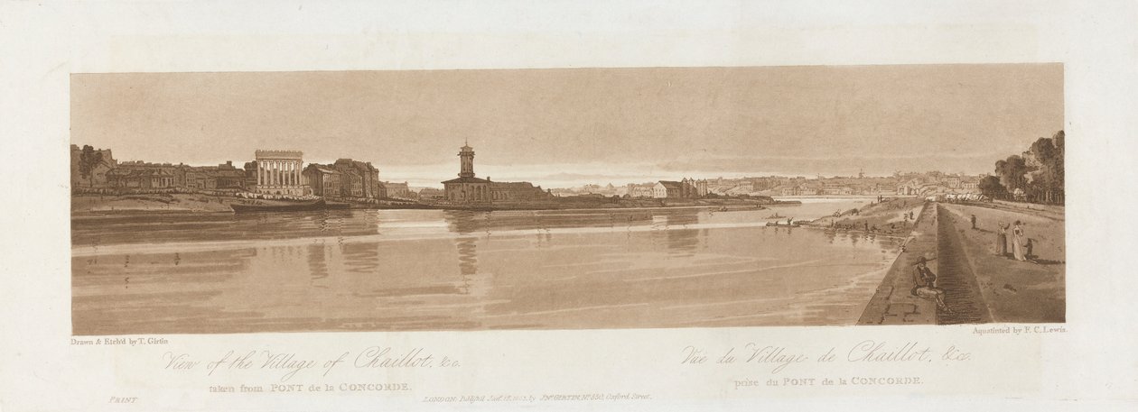 Udsigt over landsbyen Chaillot & C. taget fra Pont de la Concorde 1803; Plade 17 fra Views in Paris, Emanuel Volume-sporingen af pladen B1981.25.2626 af Frederick Christian Lewis the Elder