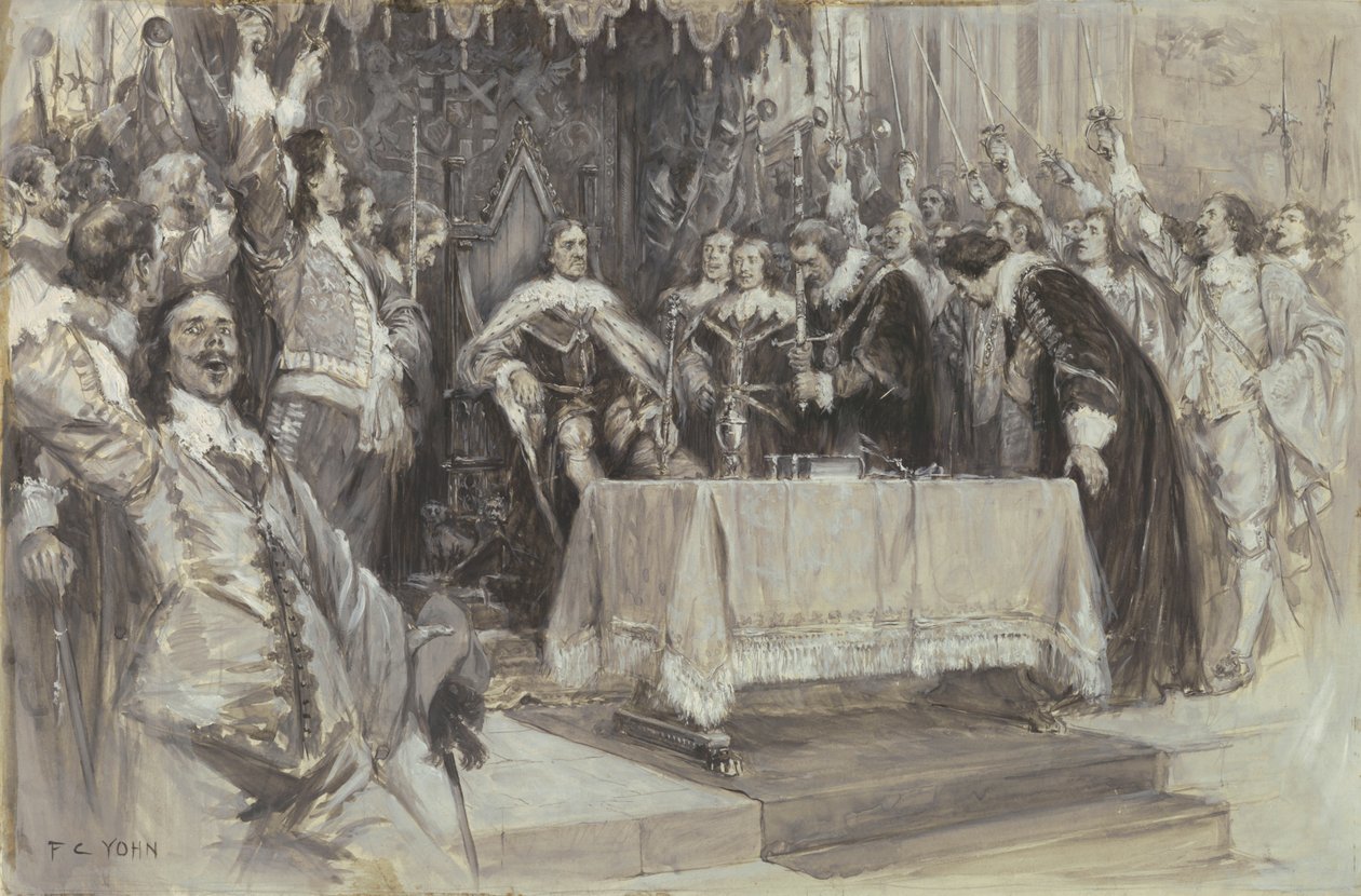 Den anden installation af Cromwell som beskytter, i Westminster Hall, 26. juni 1657 af Frederick Coffay Yohn