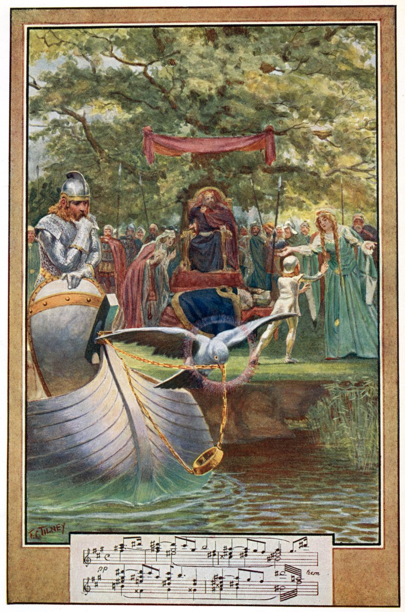 The Departure of Lohengrin, illustration fra 