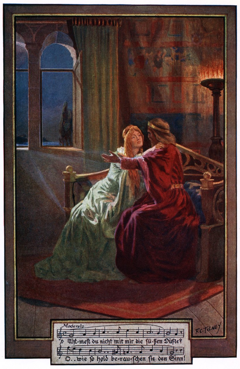 Ridderen forsøger at fjerne Elsas tvivl, illustration fra 