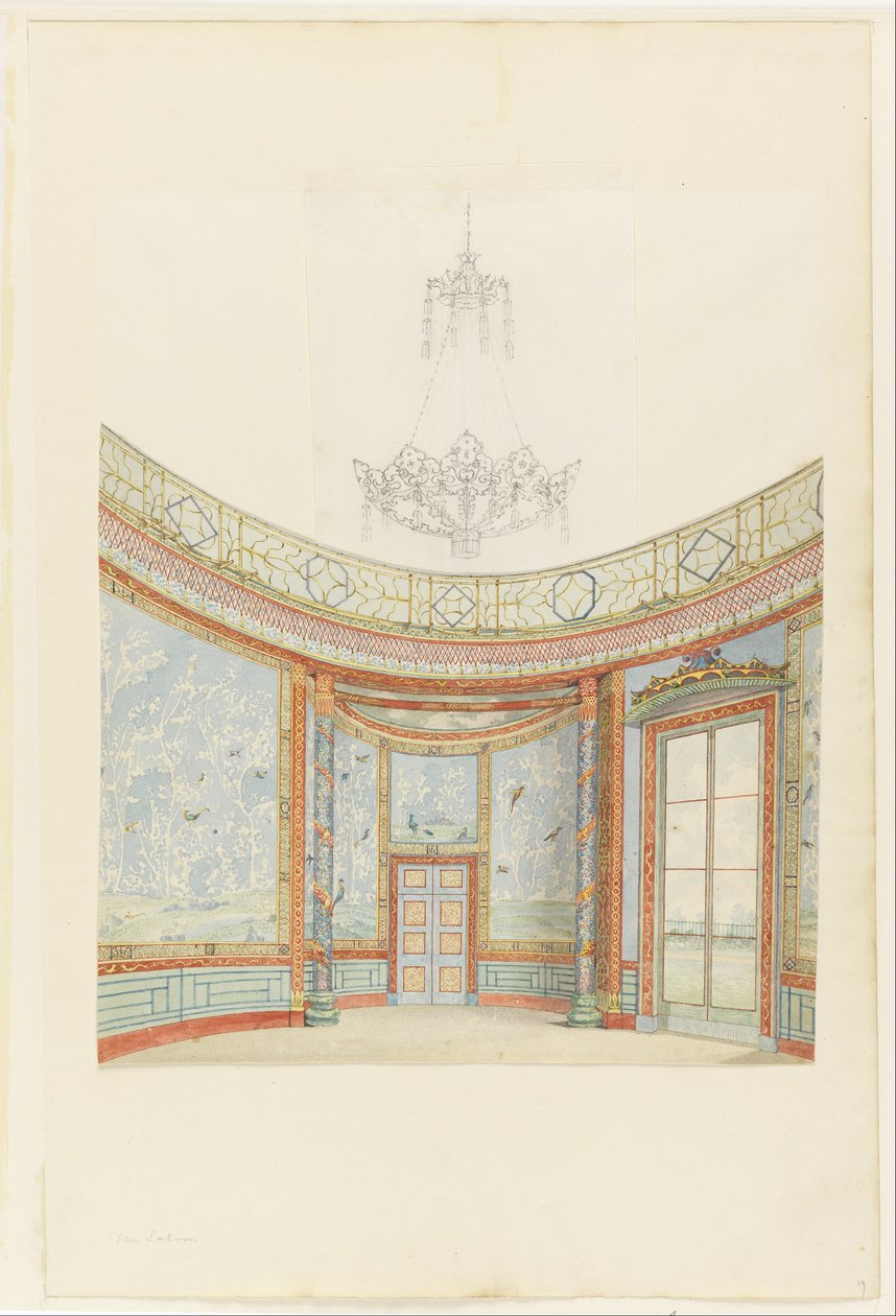 Design til udsmykning af salonen, Royal Pavillion, Brighton af Frederick Crace
