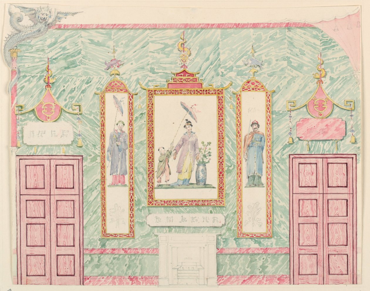 Vægforhøjning, sandsynligvis til selskabslokalet, Royal Pavilion, Brighton af Frederick Crace
