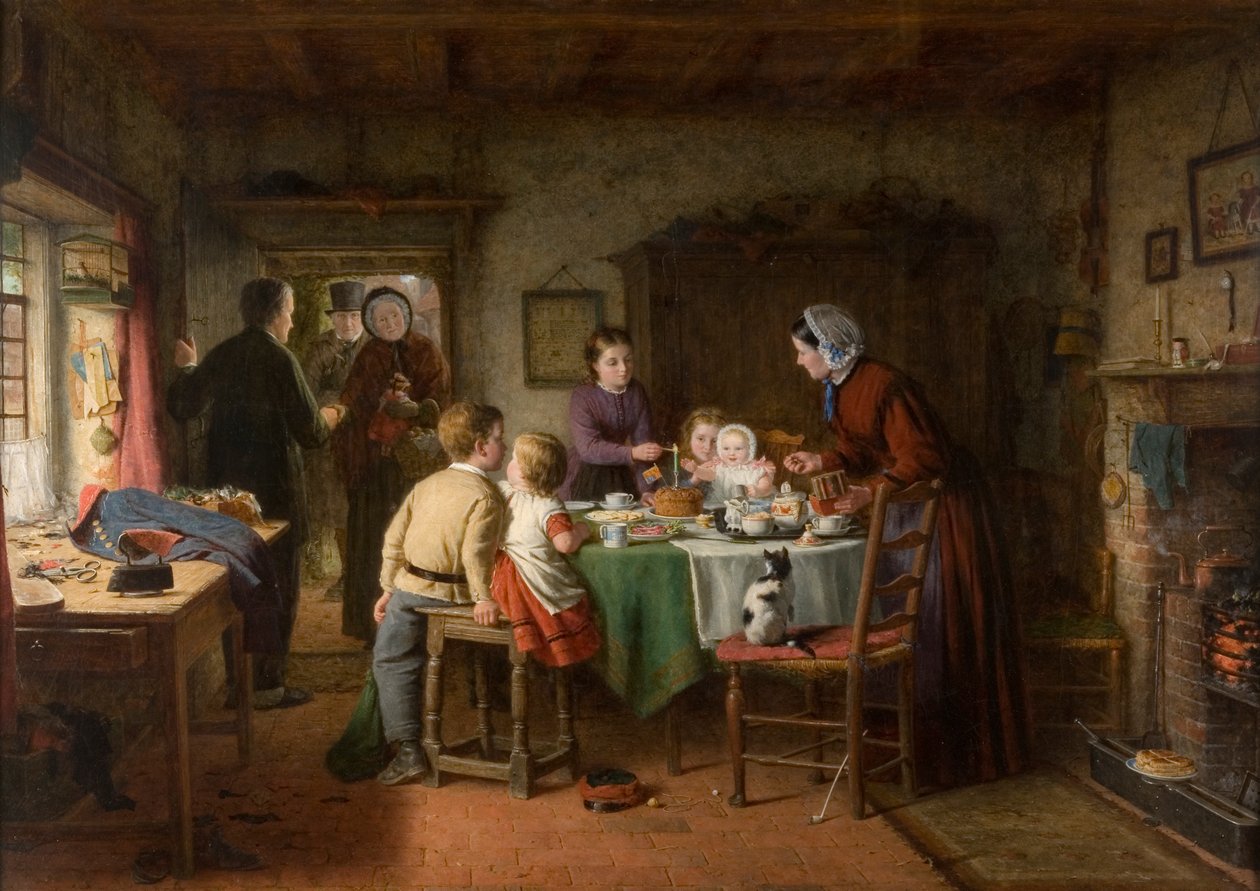 Babys fødselsdag, 1867 af Frederick Daniel Hardy