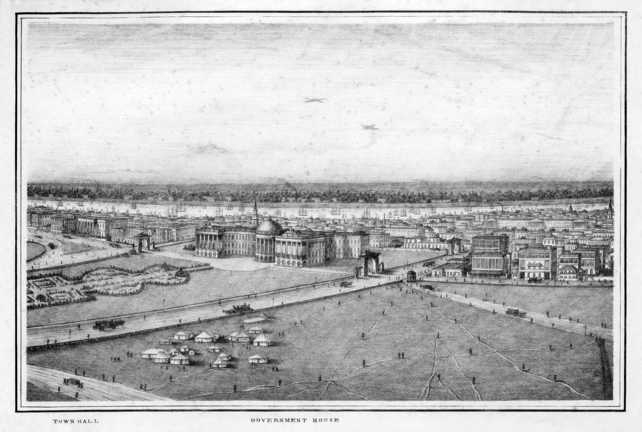 Regeringshuset og rådhuset, Calcutta, Indien, c1840