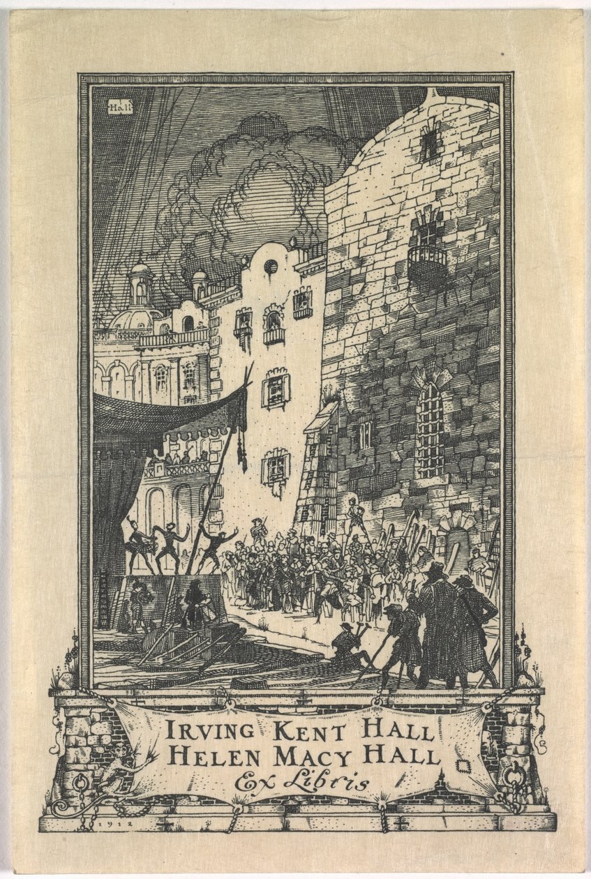 Bogplade: Irving Kent Hall og Mary Kent Hall, Ex Libris indskrevet af Frederick Garrison Hall