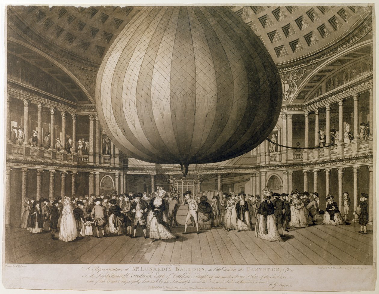 Indvendig udsigt af Pantheon, Oxford Street, London, 1785 (akvatint) af Frederick George Byron