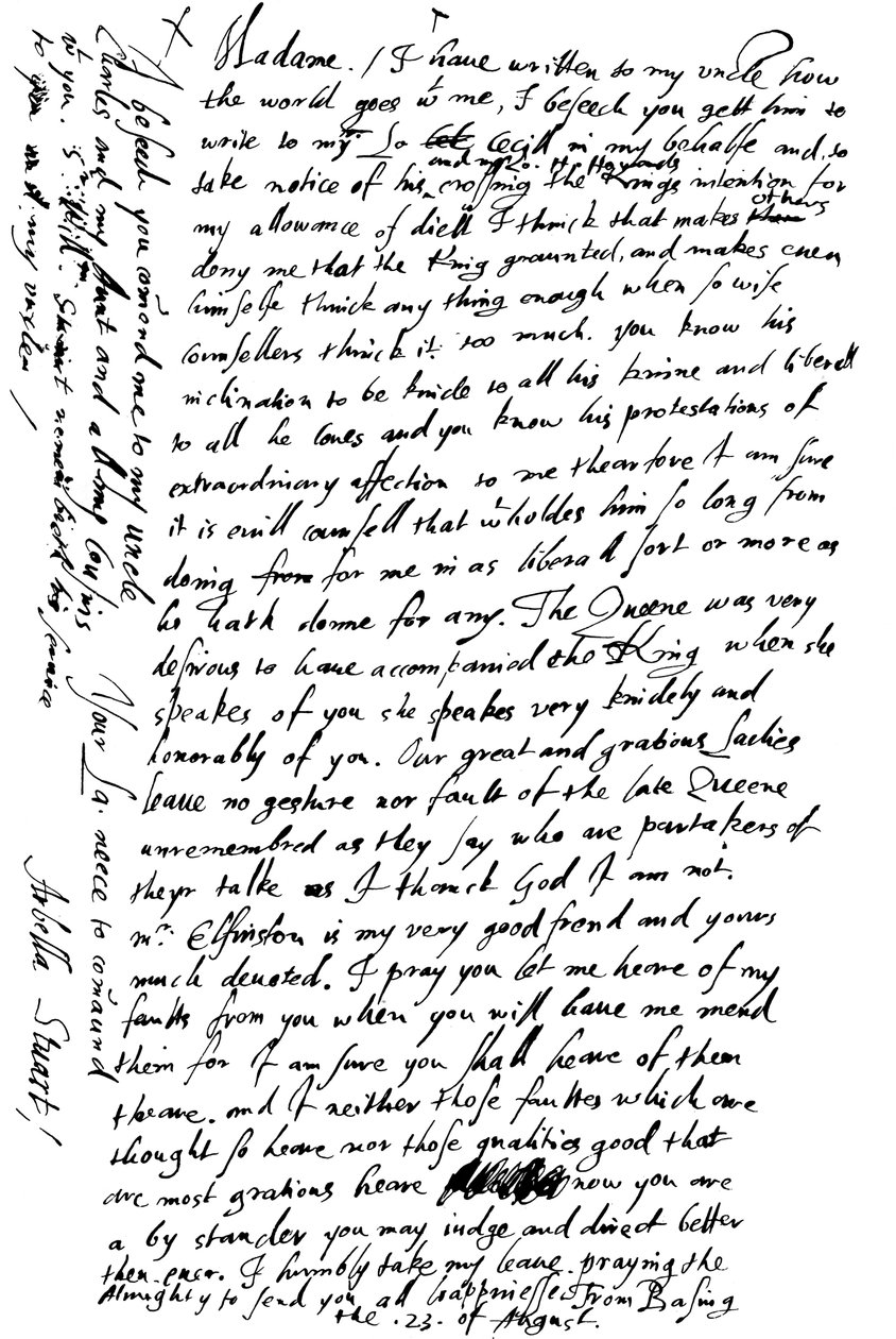 Brev af Arabella Stuart til grevinden af Shrewsbury, slutningen af det 16. - begyndelsen af det 17. århundrede 1865. af Frederick George Netherclift