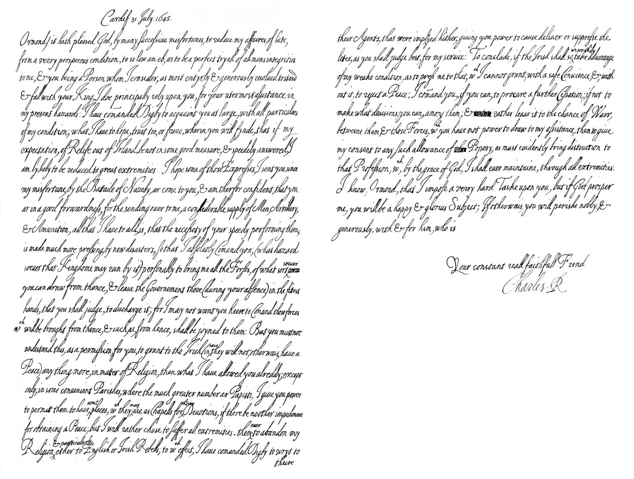 Brev fra Charles I, konge af England, til hertugen af Ormonde, 1645 1865. af Frederick George Netherclift