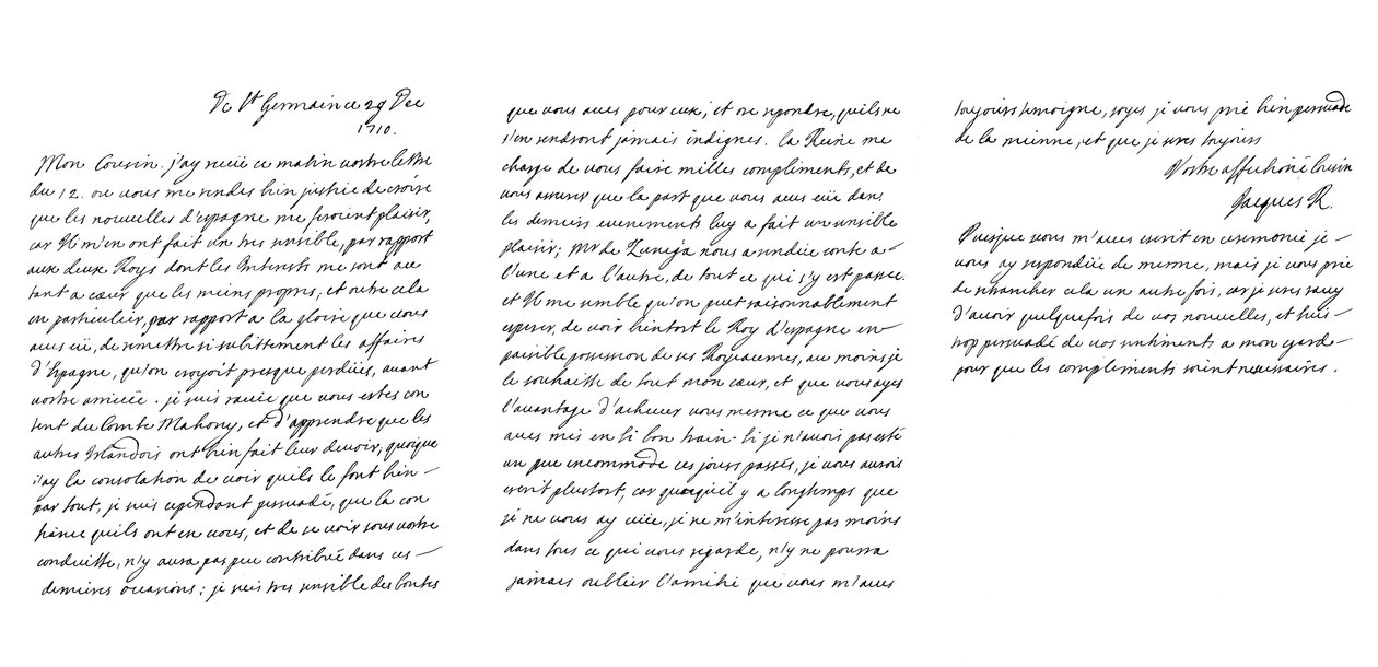 Brev af James Francis Edward Stuart, den gamle prætendent til hertugen af Vendome, 1710 1865. af Frederick George Netherclift