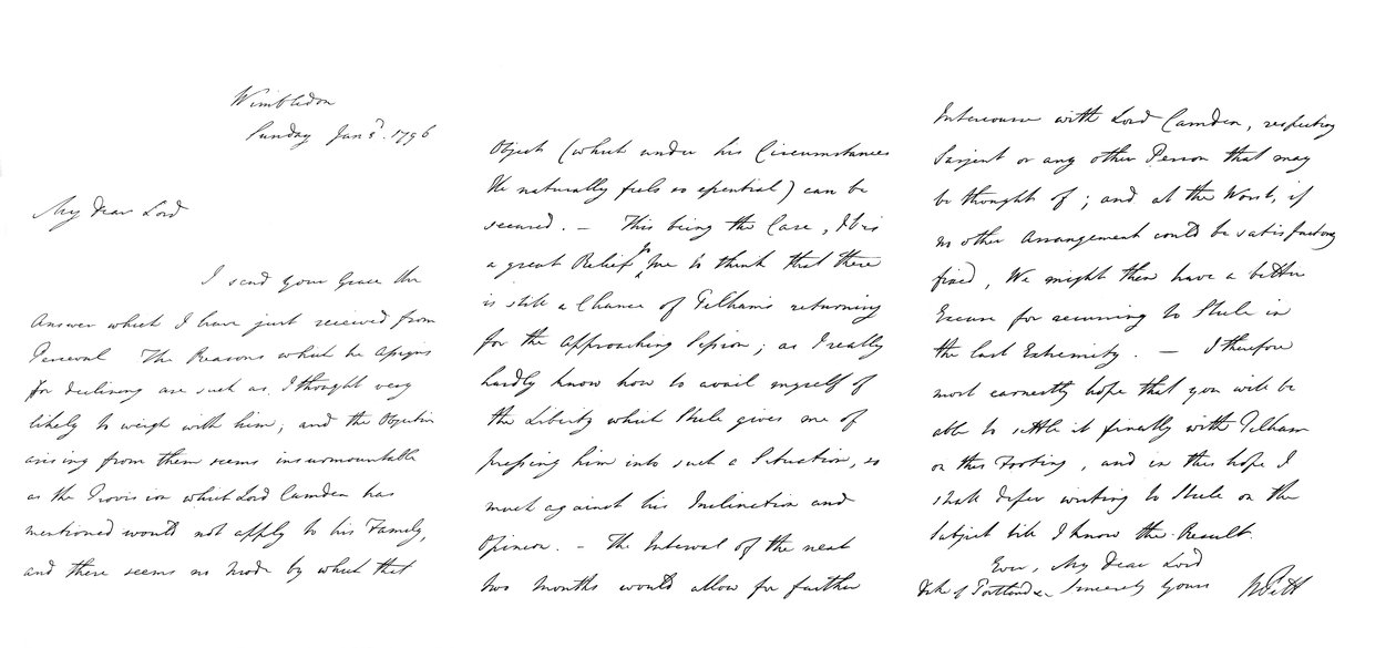 Brev af William Pitt til hertugen af Portland, 1796 1865. af Frederick George Netherclift