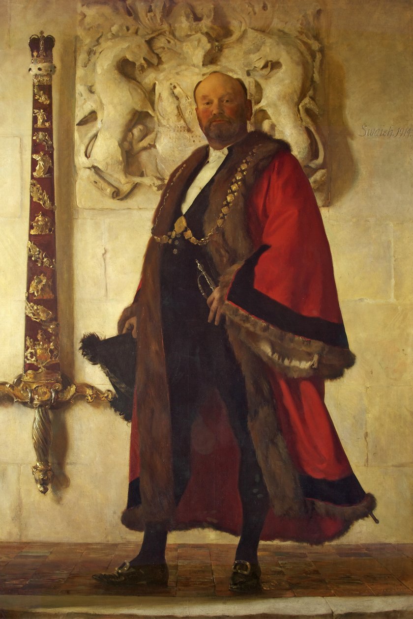 Alderman Sir John Swaish, overborgmester, ca. 1915 (olie på lærred) af Frederick George Swaish