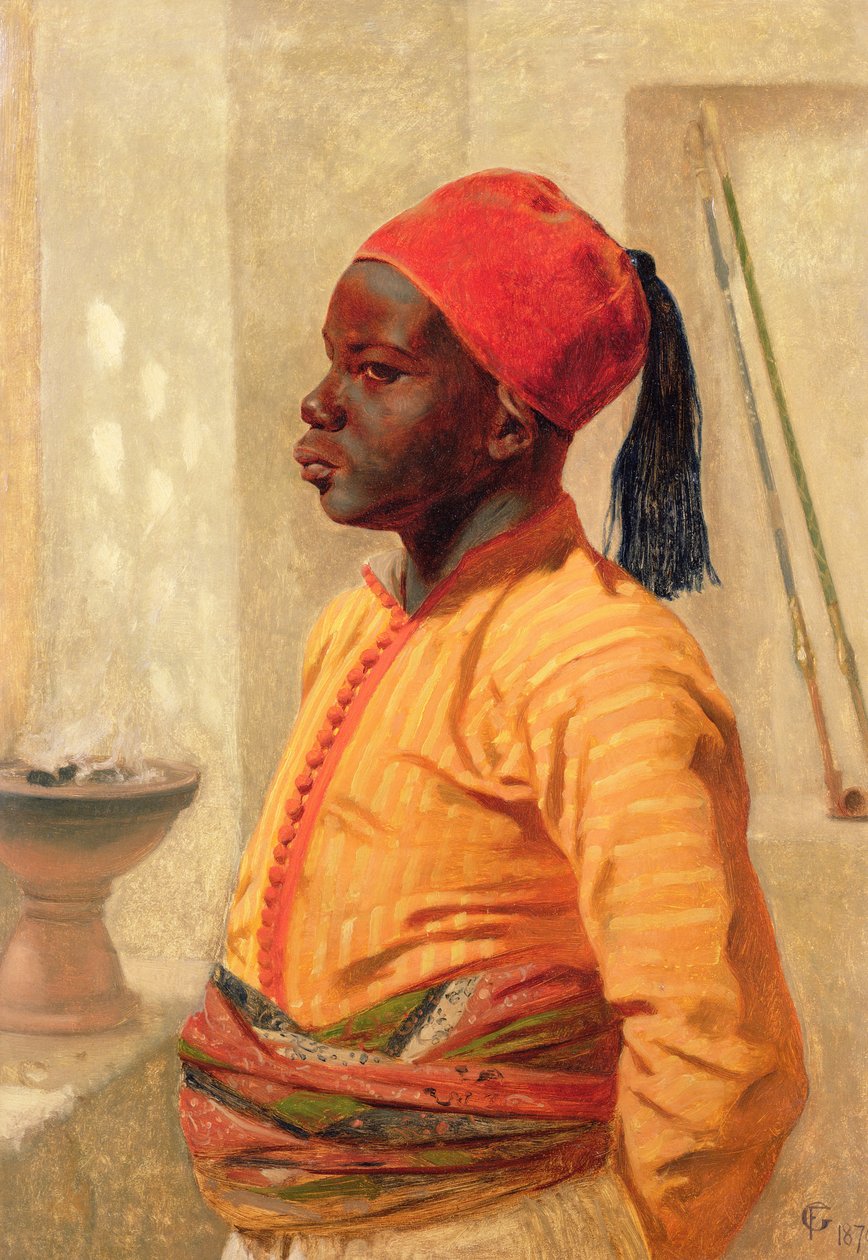 Halvlængde portræt af en arabisk dreng af Frederick Goodall