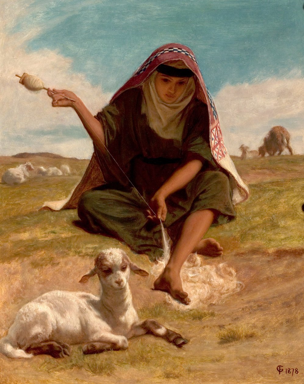 Distaffarbejderen, 1878 af Frederick Goodhall