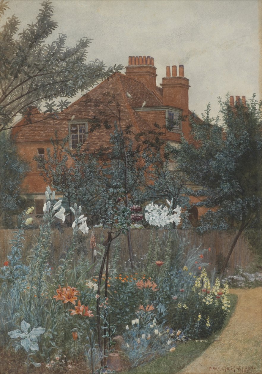 Udsigt over en have i Bedford Park af Frederick Hamilton Jackson