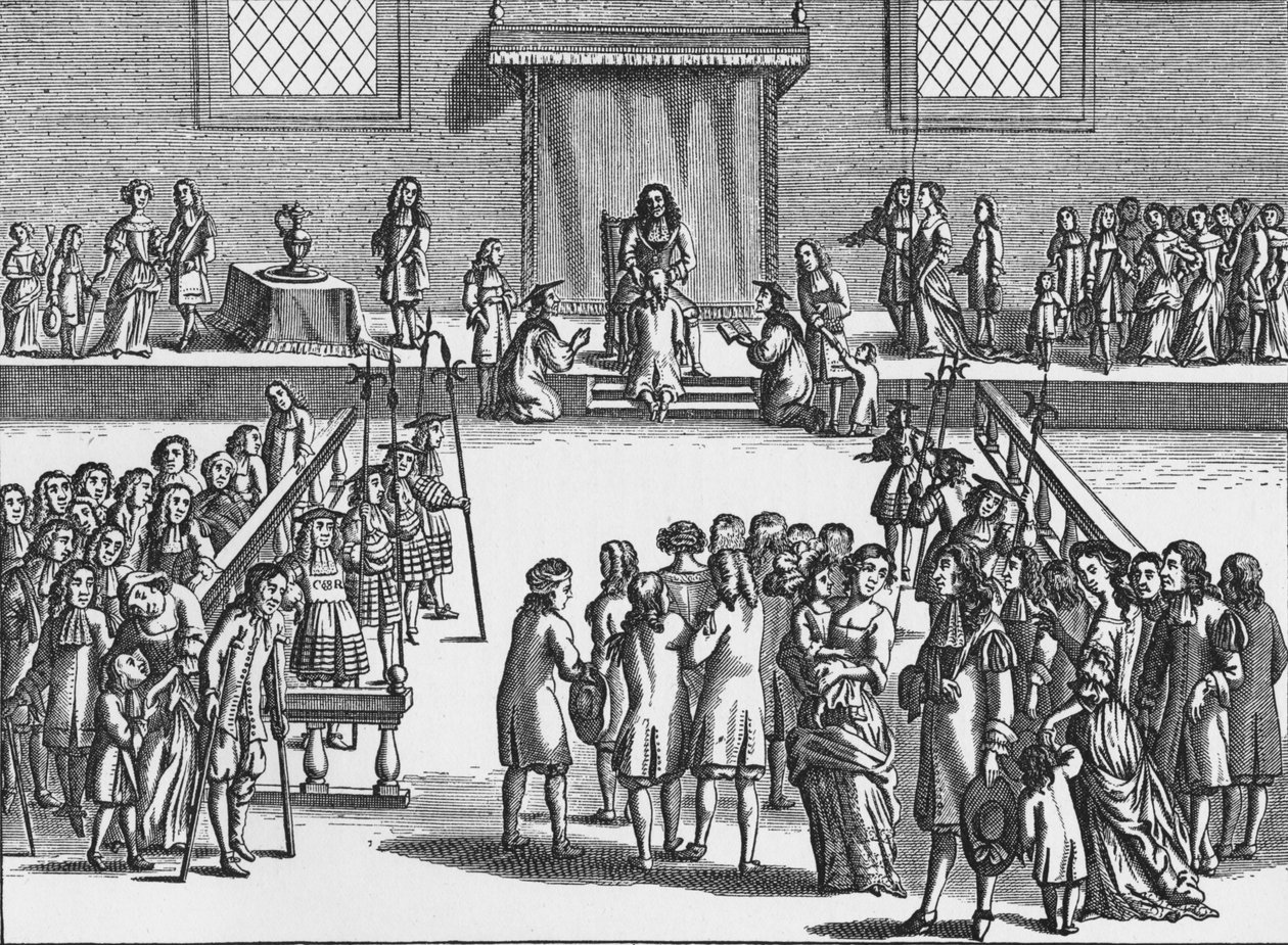 Charles II rører ved en patient for kongens ondskab, c1680 1903 af Frederick Hendrik van den Hove