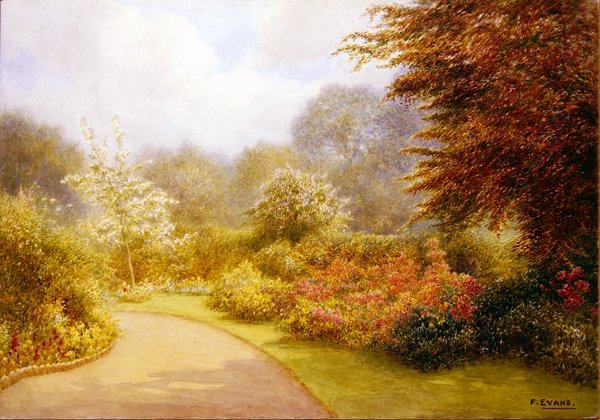 Azalea Rectory Gardens, Brockhurst Hill (akvarel på papir) af Frederick Henry Evans