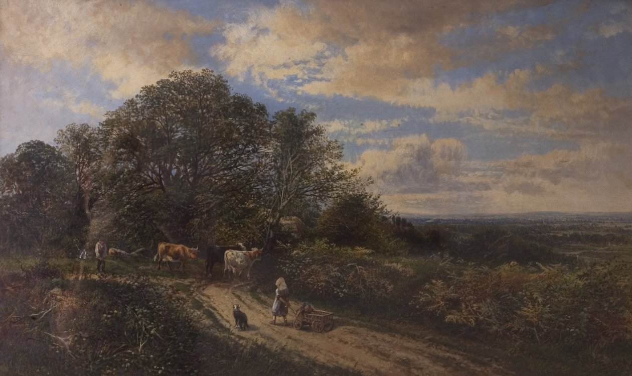Landskab med kvæg, slutningen af 1800-tallet af Frederick Henry Henshaw