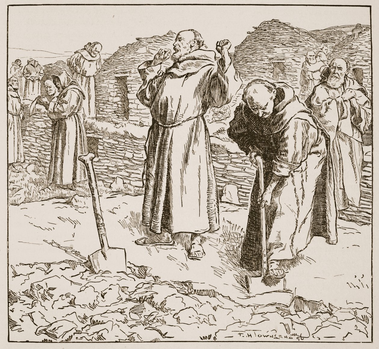 Monastic holding, illustration fra 