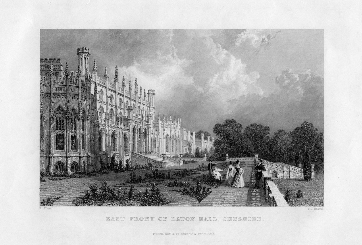 Østfronten af Eaton Hall, Cheshire, 1845 af Frederick James Havell