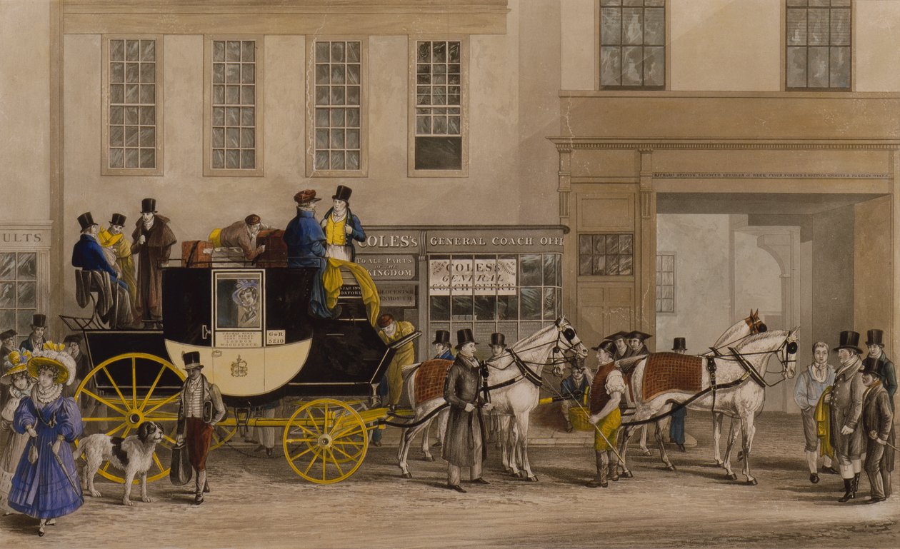 The Blenheim, Leaving the Star Hotel, Oxford af Frederick James Havell