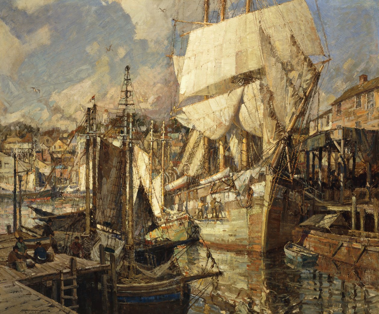 Cadiz Saltskib, Gloucester Havn af Frederick John Mulhaupt
