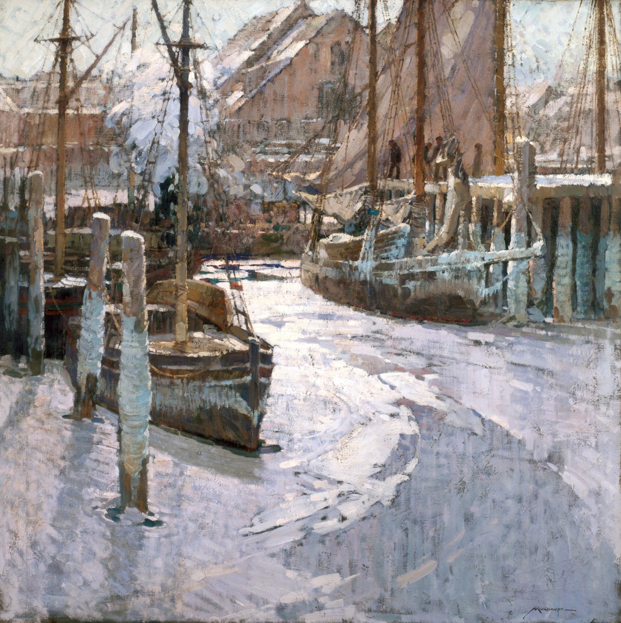 Ice Bound Vessels (olie på lærred) af Frederick John Mulhaupt