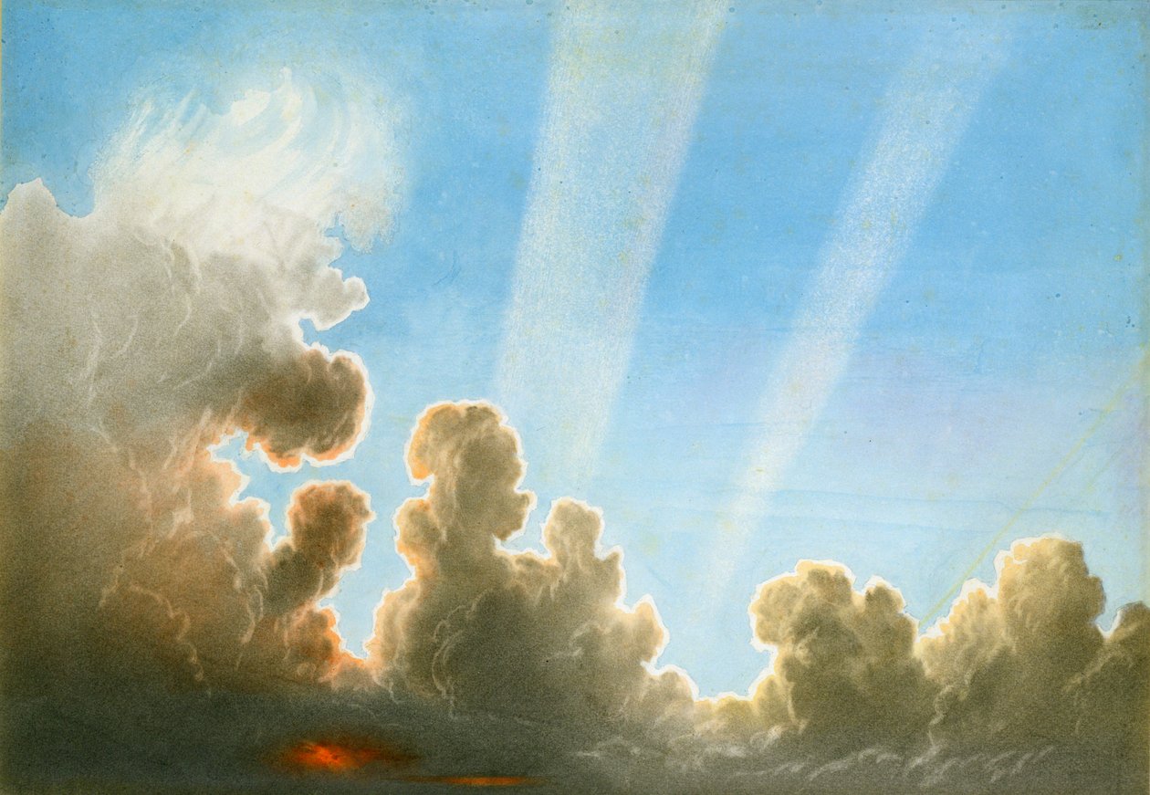 Tordenvejr passerer over det sorte land, solnedgang (wc og blyant på papir) af Frederick Joseph Butler Lines