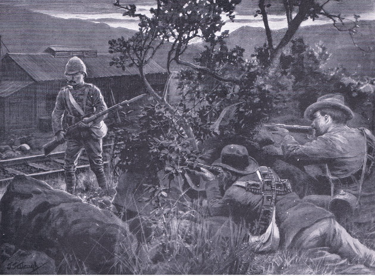Degenereret krigsførelse: Boers snigskytte en skildvagt, fra After Pretoria: The Guerilla War udgivet af Harmsworth Bros Limited, 1901 af Frederick Judd Waugh
