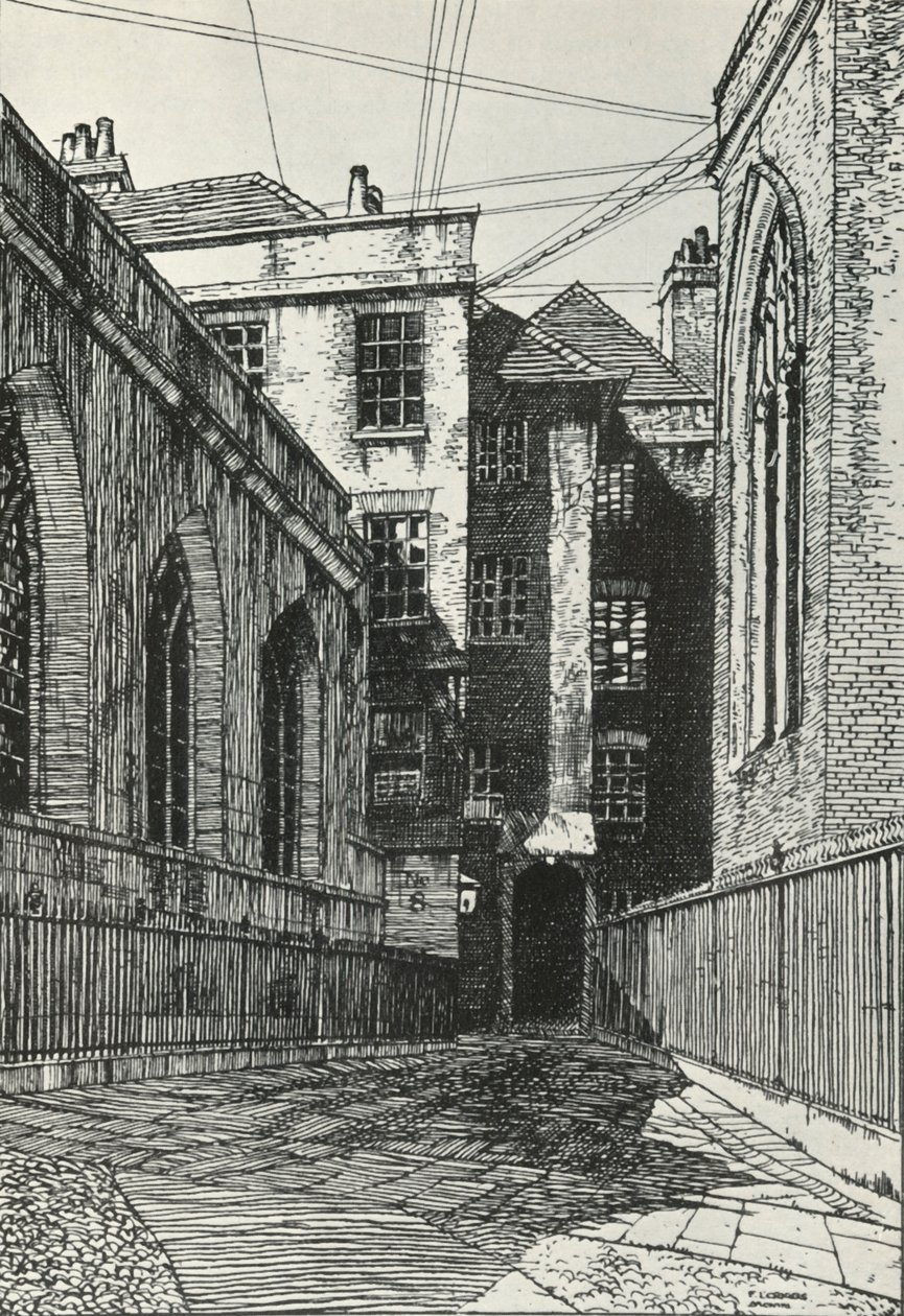 Sydsiden af hallen på Cliffords Inn i City of London, c1903, 1934. af Frederick Landseer Maur Griggs