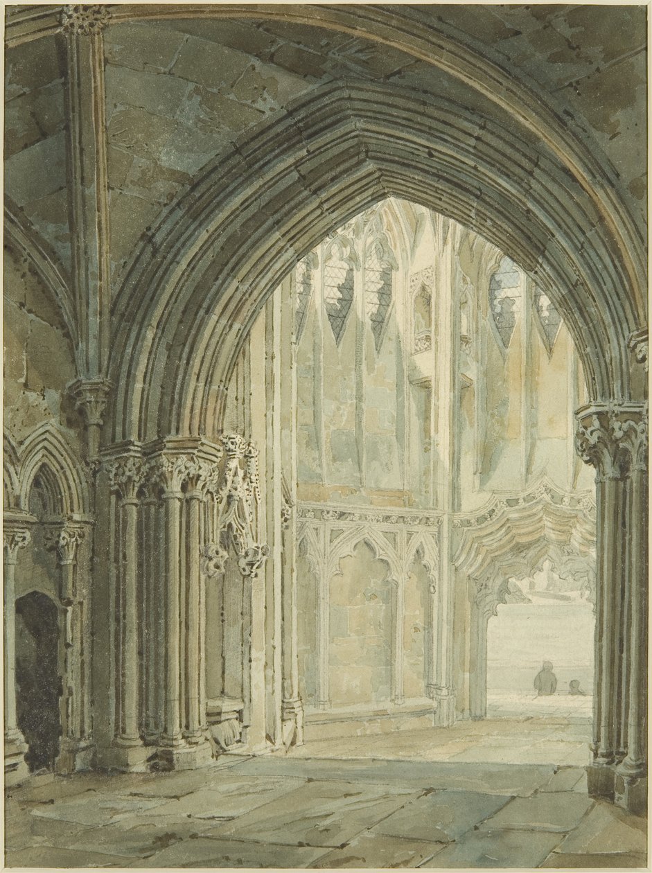 Interiør af North Porch of St Mary Redcliffe af Frederick Mackenzie