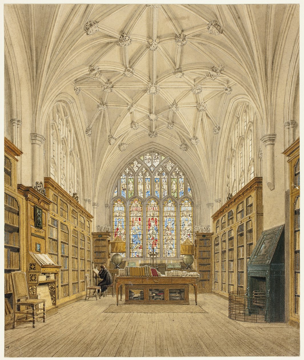 Library of Winchester College af Frederick Mackenzie