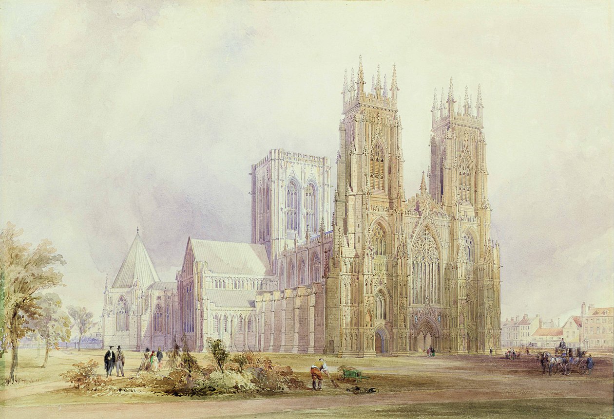 York Minster: udsigt mod nordvest af Frederick Mackenzie