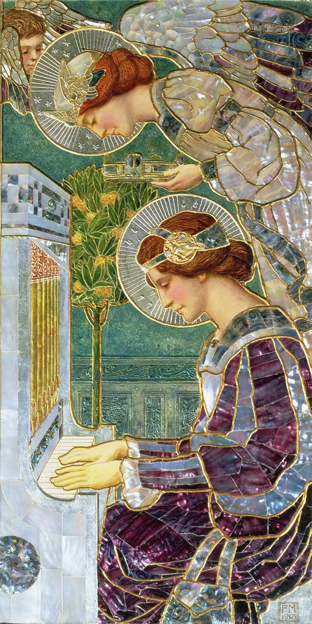St. Cecilia, 1903 (malet relief, perlemor) af Frederick Marriott