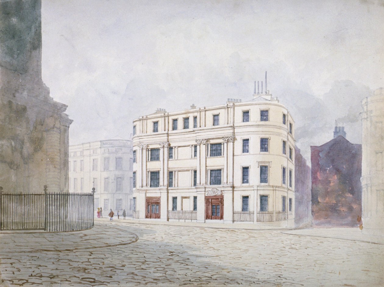 Udsigt mod syd ved den vestlige ende af King William Street, City of London, 1850 af Frederick Napoleon Shepherd